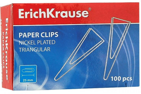 Скрепки никелированные «ErichKrause», 100 штук