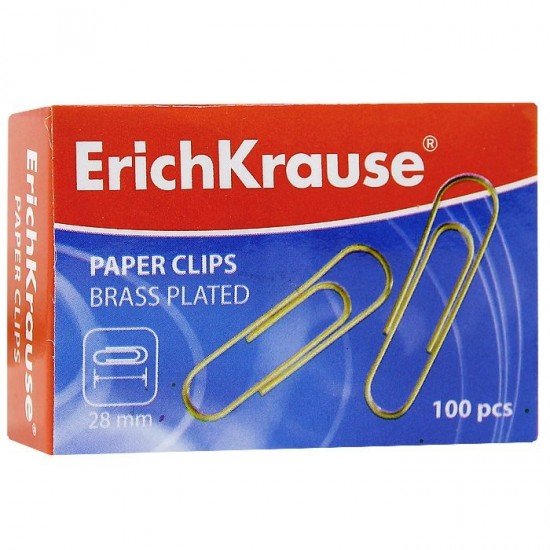 Скрепки омедненные «ErichKrause», 100 штук