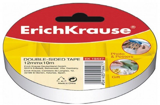 Клейкая лента двусторонняя «ErichKrause», 12 ммх10 м