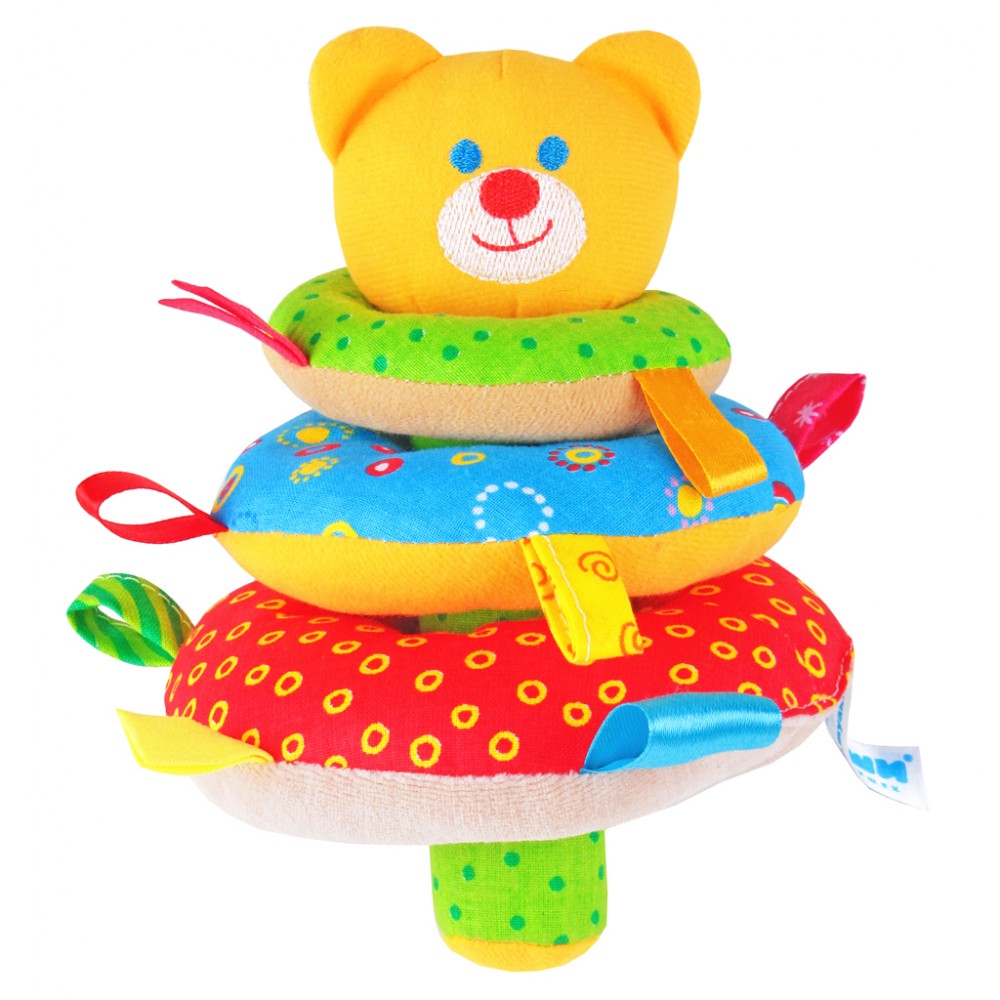 Мягкая погремушка «Пирамидка Мишка» | ШуМякиши | Мякиши