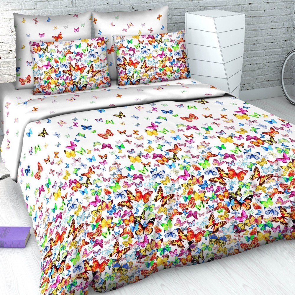 Комплект постельного белья «Вихрь бабочек» (арт. 5455/1, 2-спальный, бязь, 2 наволочки 70х70) | Дизайн сезона | ТДЛ Текстиль