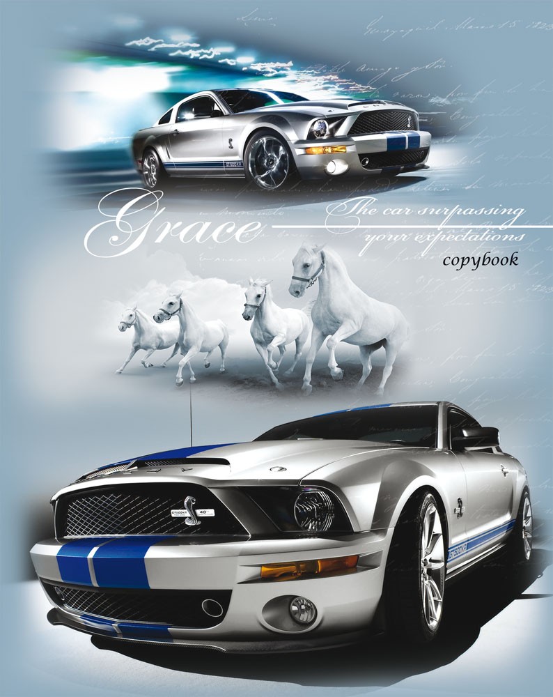 Тетрадь «Авто и белые лошади», 160 листов, клетка | Тетради на кольцах