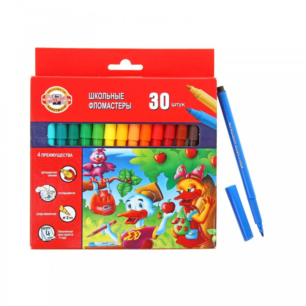 Фломастеры трехгранные «Утята», 30 цветов | Koh-I-Noor