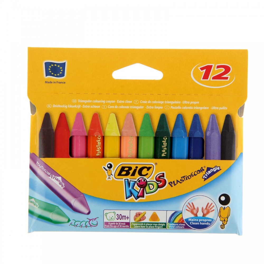 Мелки пластиковые «Kids Plasttidecor», 12 цветов | Bic