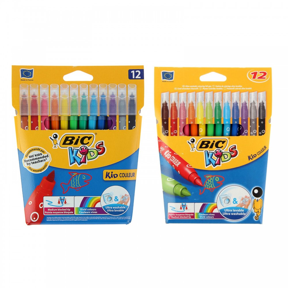 Фломастеры «Kids Kid couleur», 12 цветов, цвет в ассортименте | Bic