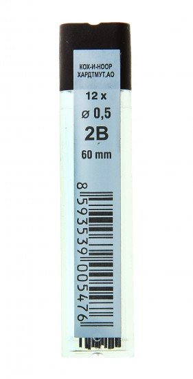 Грифели для механических карандашей 2B, 12 штук, 0.5мм