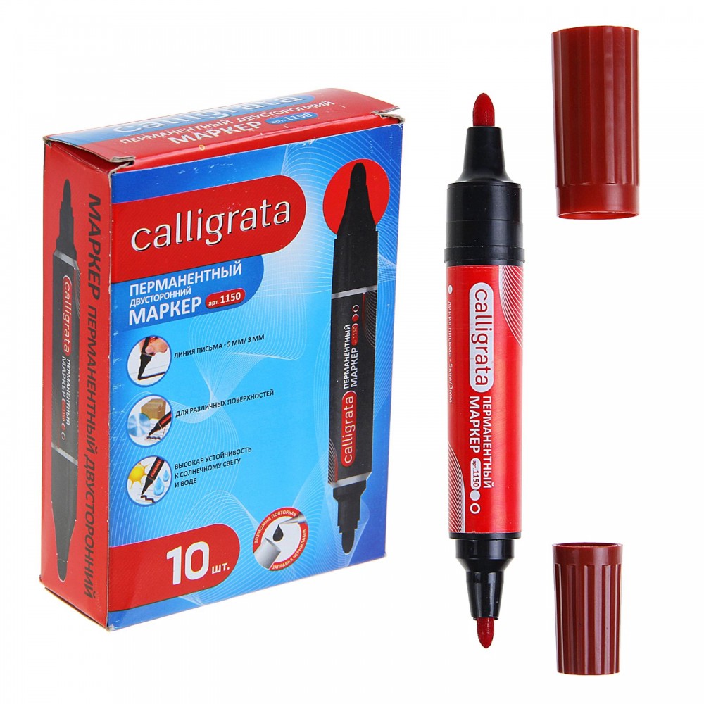 Маркер перманентный двухсторонний «1150», красный | Calligrata