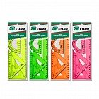 Набор геометрический средний «NEON Cristal», треугольник 2 штуки, линейка 20 см, транспортир, цвет в ассортименте