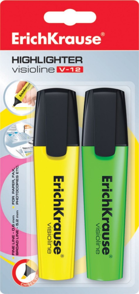 Набор текстмаркеров «ErichKrause V-12», 2 штуки | Текстмаркеры | Erich Krause