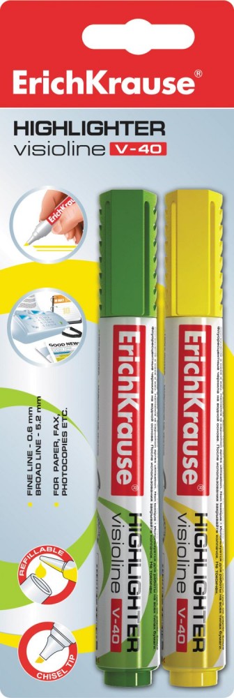 Набор текстмаркеров «ErichKrause V-40», 2 штуки | Текстмаркеры | Erich Krause