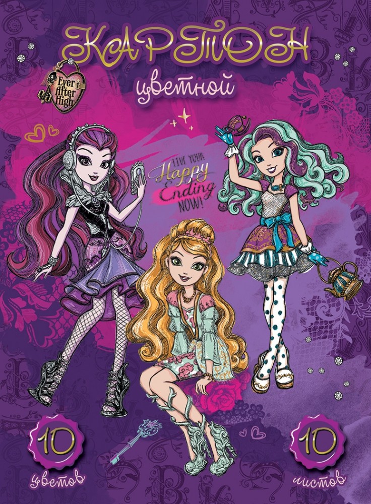 Цветной картон «Ever After High», 10 листов, 10 цветов | Ever After High | Erich Krause