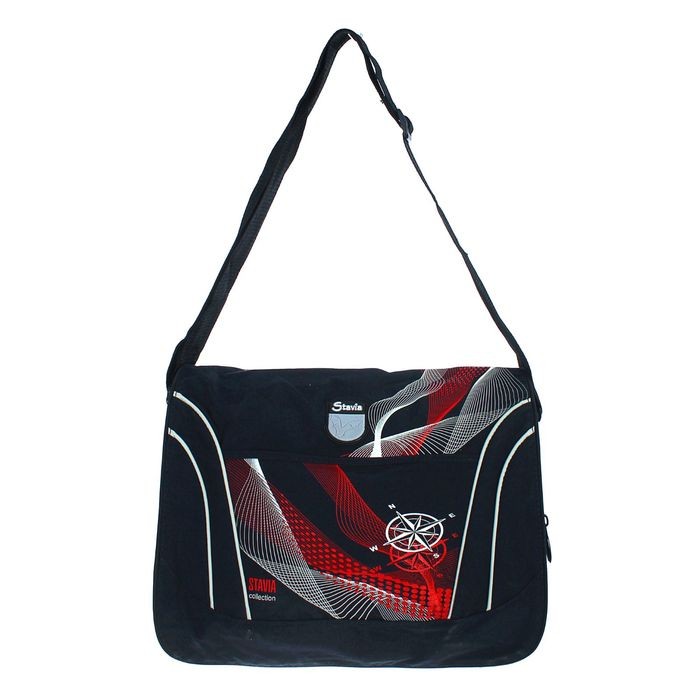 Сумка молодёжная на молнии «Компас», чёрный/красный | Stavia