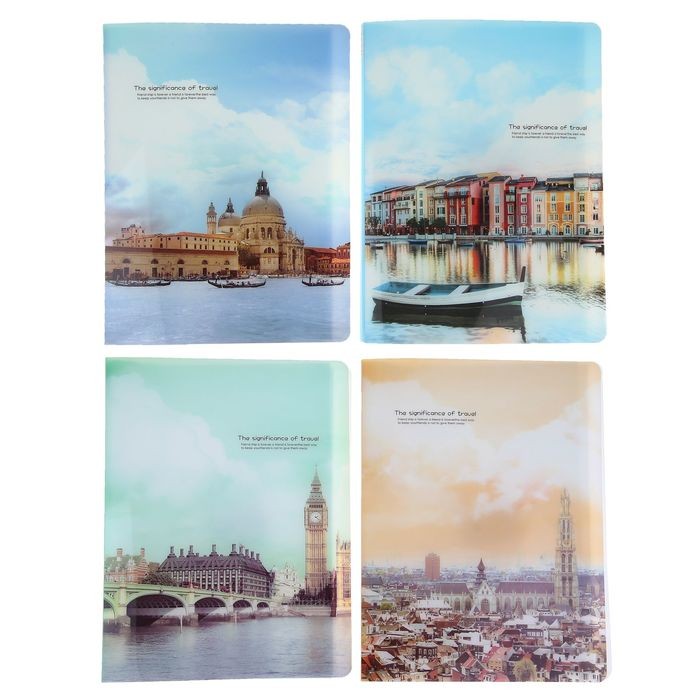 Папка с 30 прозрачными файлами А4 «Города», в ассортименте