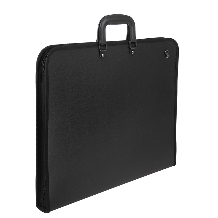 Портфель для художественных работ А3, 2 отделения, с ручкой на молнии с лямкой, черный
