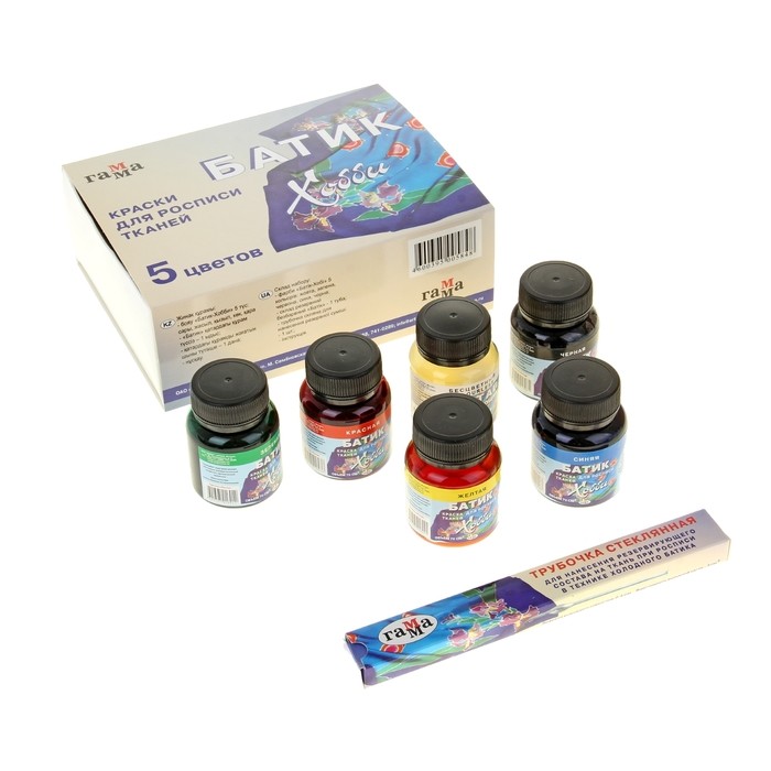 Краски для ткани акриловые «Батик-Хобби», 5 цветов+резерв | Гамма