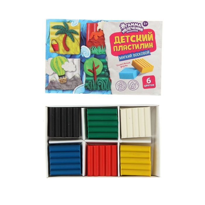 Пластилин восковой «Гамма увлечений», 6 цветов, 90 гр | Гамма