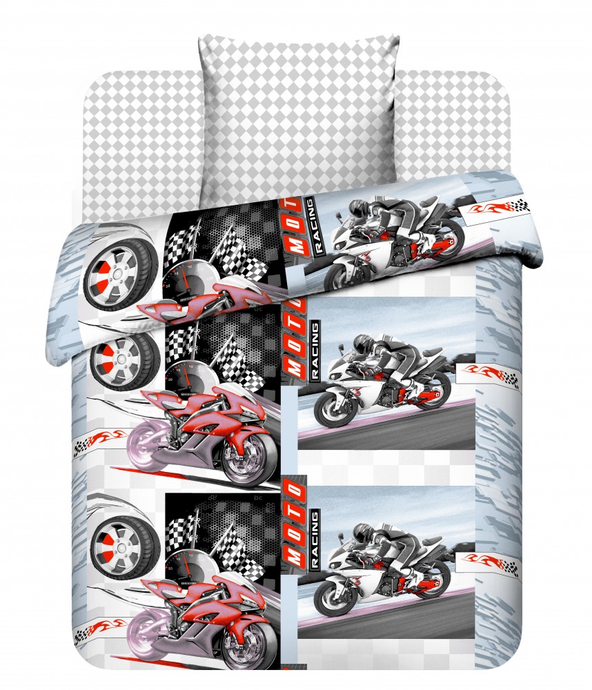Комплект постельного белья «Мотокросс» (арт. 5579/1, 1,5-спальный, бязь, 1 наволочка 70х70) | Василек Тeenager | ТДЛ Текстиль