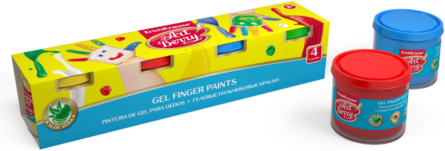 Пальчиковые краски «Artberry» с Алоэ Вера, 4 цвета/100мл | Artberry | Erich Krause