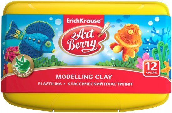 Классический пластилин «Artberry» с Алоэ Вера, 12 цветов/216г со стеком