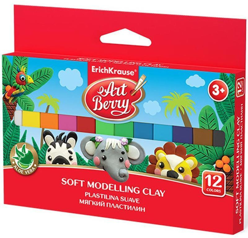 Пластилин мягкий «Artberry» с Алоэ Вера, 12 цветов/180г | Artberry | Erich Krause