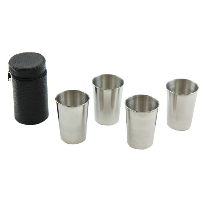 Набор рюмок в кожаном чехле, черный