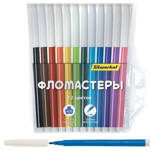 Фломастеры «Народная коллекция», 12 цветов | Silwerhof