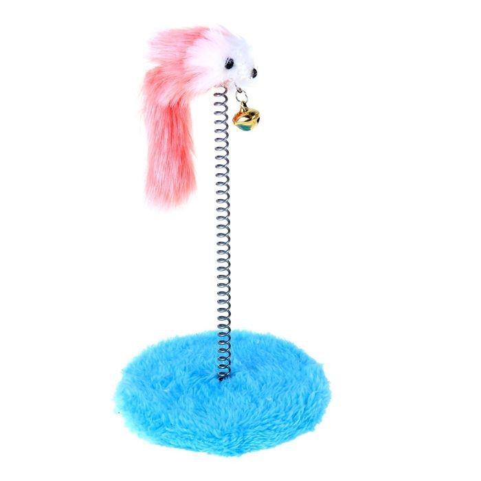 Дразнилка для кошек на пружине с мышью 5 см, 10,5х23 см, цвет в ассортименте | Пижон