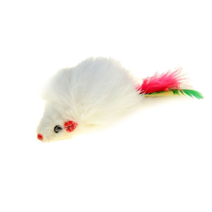 Мышь из натурального меха, 7 см, белая, 1шт. | Пижон