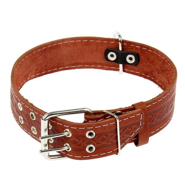 Ошейник кожаный однослойный, 4,5 см, цвет в ассортименте