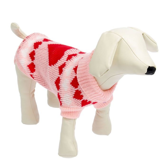 Свитер, размер 6, розовый с сердечками | Пижон