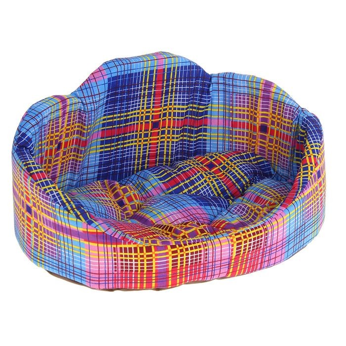 Лежанка овальная с фигурной спинкой, 38х25х18 см, цвет в ассортименте