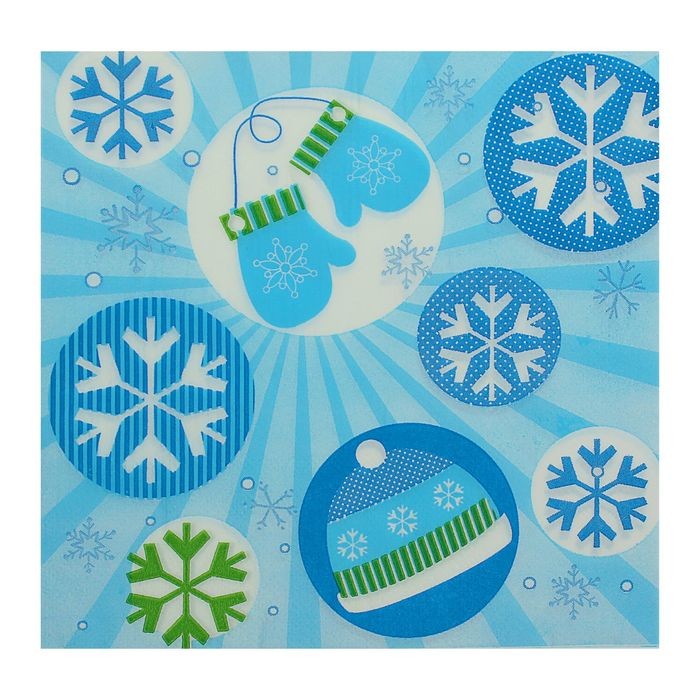 Салфетки бумажные «Снежинки и варежки» (набор 20 штук) | Страна Карнавалия
