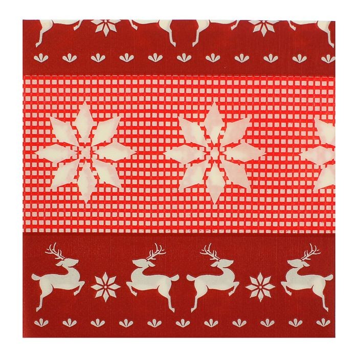 Салфетки бумажные «Снежинки и олени» (набор 20 штук) | Страна Карнавалия