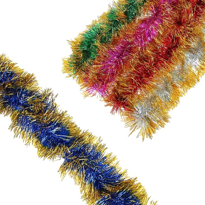 Мишура «Широкая» (золотые кончики), цвет в ассортименте