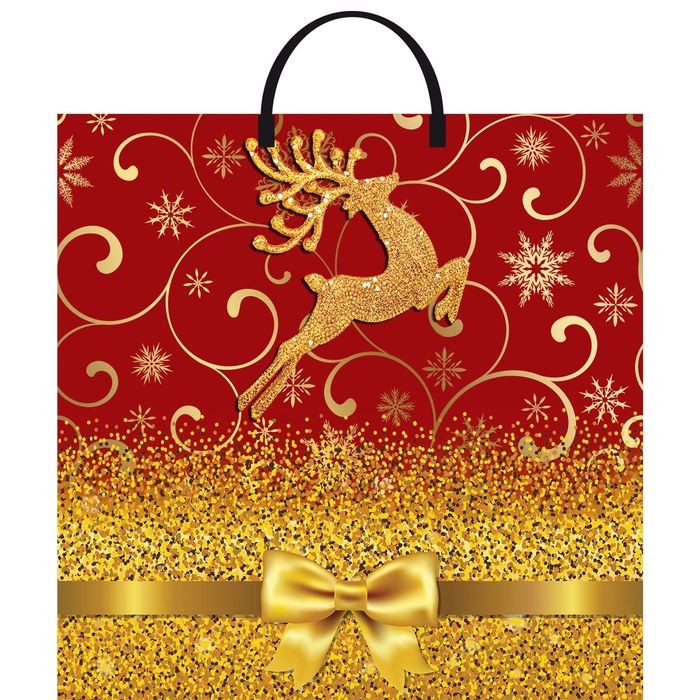 Пакет «Олень» бордо, полиэтиленовый с пластиковой ручкой (35×36 см) | ТикоПластик