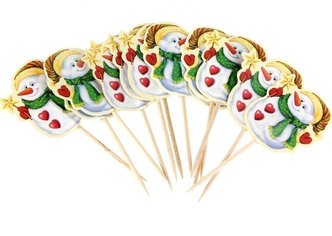 Пика для канапе «Снеговик» (набор 12 шт)
