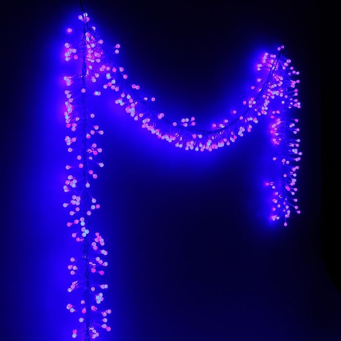 Гирлянда «Метраж», 6 м, «Мишура шарики», LED-576-220V, синий, нить силикон, фиксинг | Luazon