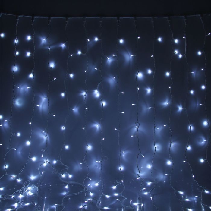 Гирлянда «Занавес», 2х9 м, 3W LED-1800-220V, белый, нить белая, без контроллера | Luazon