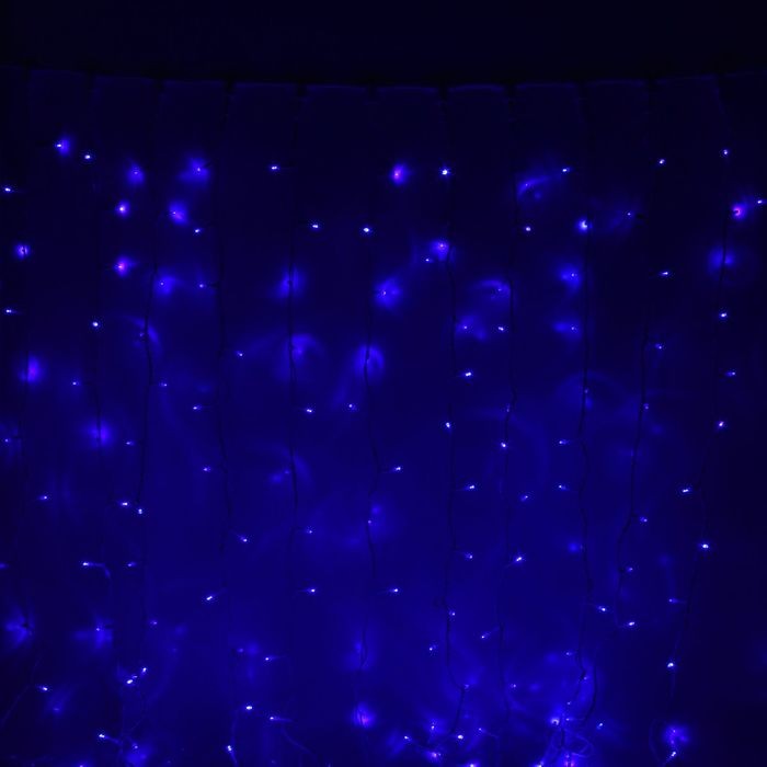 Гирлянда «Занавес», 2х9 м, 3W LED-1800-220V, синий, нить белая, без контроллера | Luazon