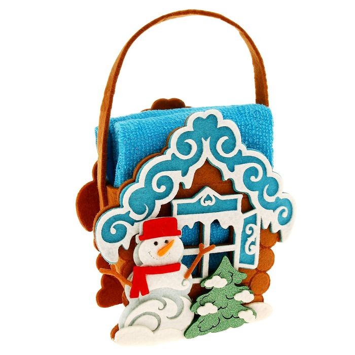 Набор полотенец в корзинке «Зимний домик», 2 штуки, (30х30 см) | Collorista