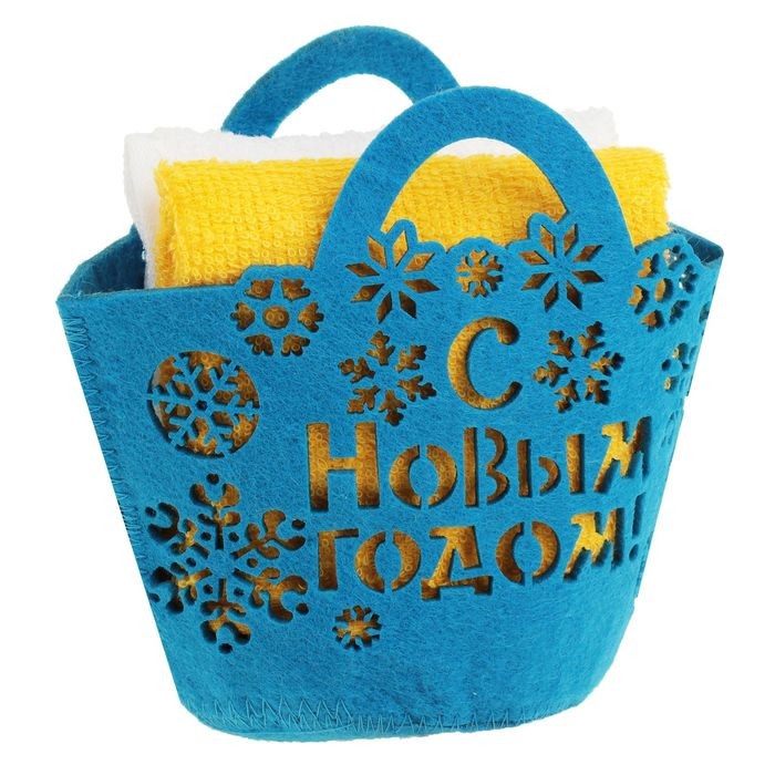 Набор полотенец в корзинке «Новогодний», 2 штуки, (30х30 см) | Collorista