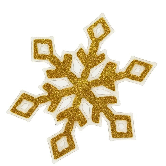 Наклейка на стекло «Золотая снежинка с ромбиками»