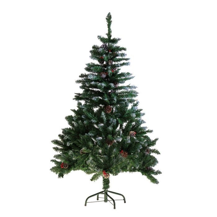 Ёлка с инеем и ягодками (1577 веток, металлическая подставка)