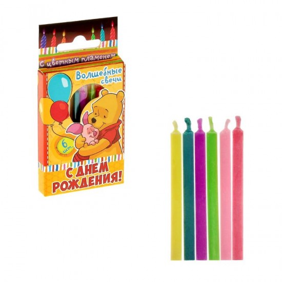 Набор свечей с пламенем «С Днем Рождения», 6 штук