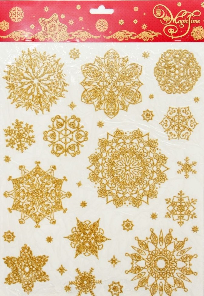 Украшение новогоднее оконное «Снежинки золотые объемные-3» | Новогодние украшения | Феникс Презент