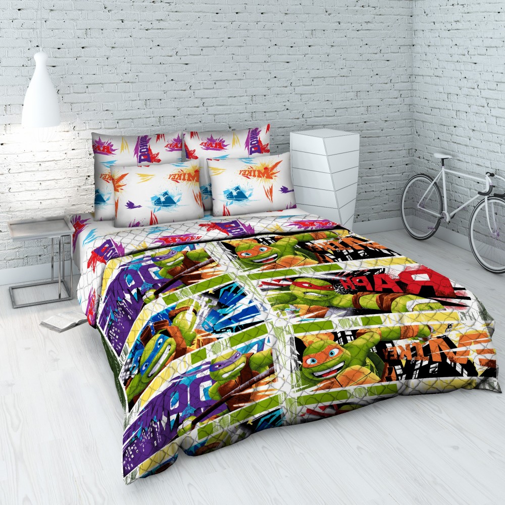 Покрывало стеганное «Крутая четверка» (1,5 спальное, бязь, размер 145х205 см) | Василек Тeenager | ТДЛ Текстиль