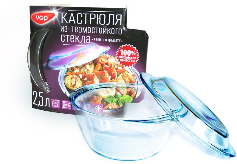 Кастрюля стеклянная с крышкой | Модерн | Васильевский стекольный завод
