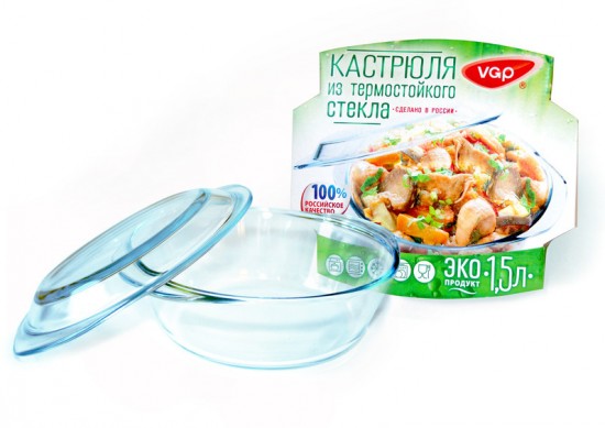 Кастрюля стеклянная «Классик» с крышкой (1,5 л)