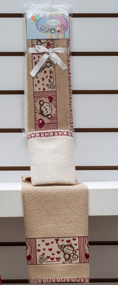 Набор махровых полотенец «Eldore» (жаккард, размер 30х50, 2 шт) цвет бежевый | Karna