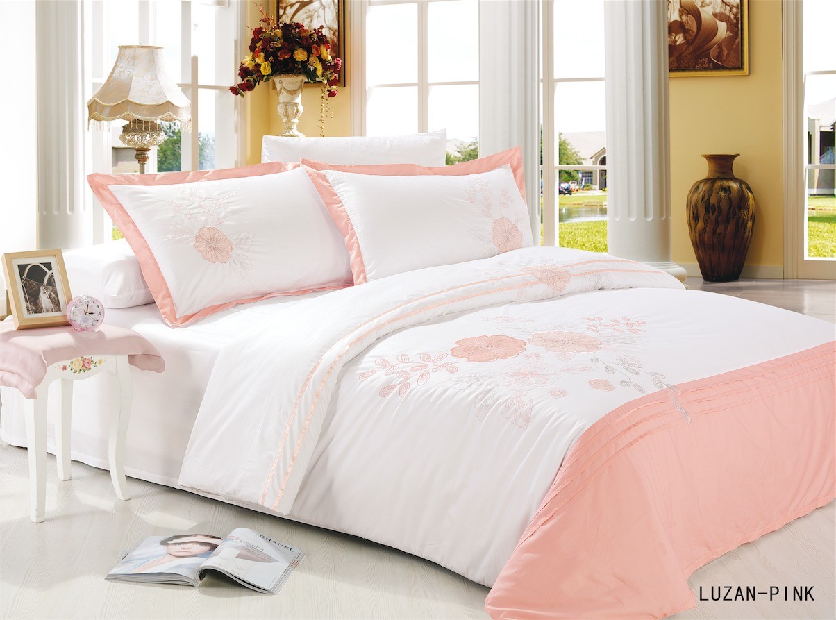 Комплект постельного белья «Luzan» (2-спальный, сатин с вышивкой, 2 наволочки 50x70+5 см, 2 наволочки 50x70 см) | Le Vele | Ilk-On tekstil